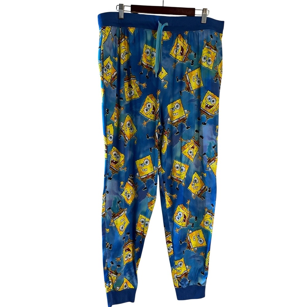 SpongeBob SquarePants Pajama Pants Blue Tie Dye Lounge Joggers Mens XL